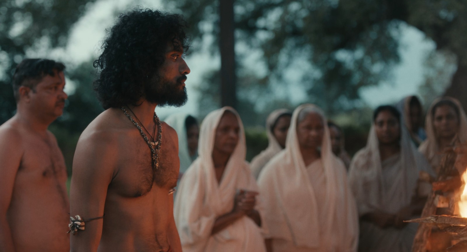 Shankar and townsfolk at a cremation