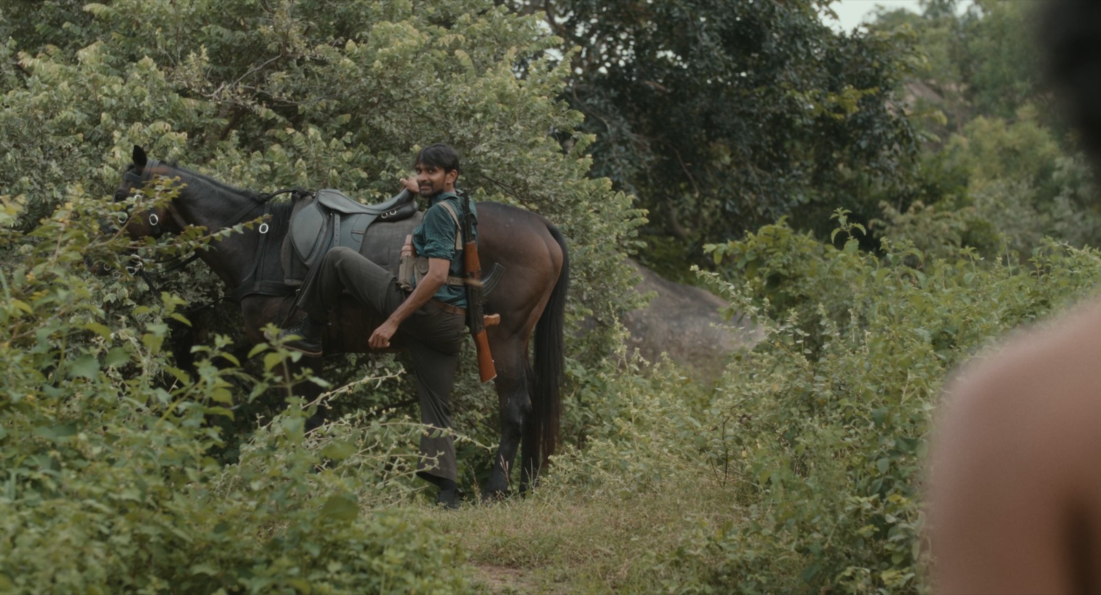 Shankar encountering an insurgent leader