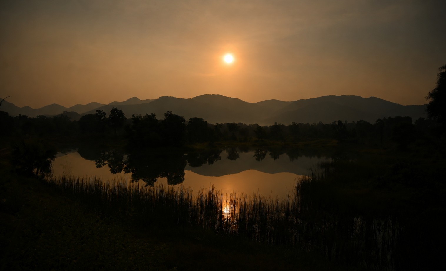 Sunset over a tributary of the Godavari